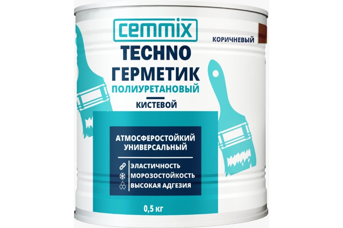 CEMMIX Герметик полиуретановый "Кистевой", банка 0,5 кг, цвет коричневый 85498732