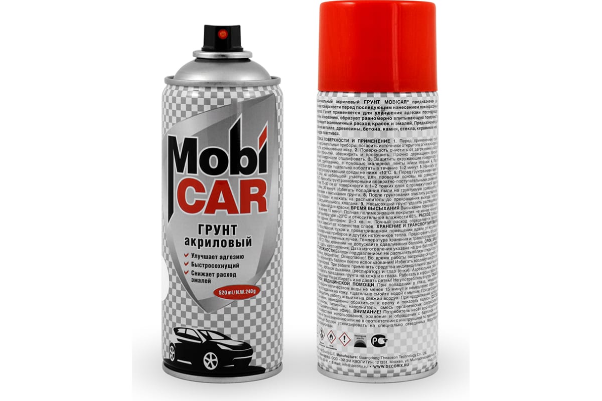 Аэрозольный грунт акриловый MobiCAR 0504-24 MC, 520 мл, белый