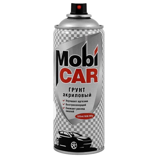 Грунт аэрозольный акриловый профессиональный MobiCAR (520мл) серый (0504-10 MC)
