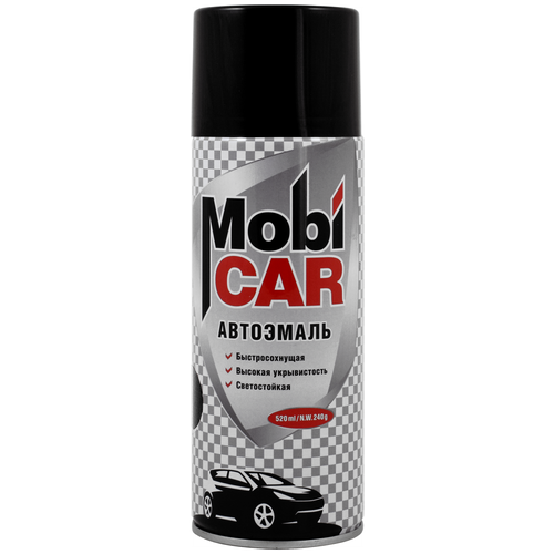 Автоэмаль аэрозольная профессиональная MobiCAR матовая (520мл) черная