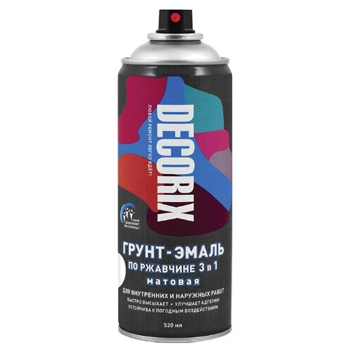 Грунт эмаль по ржавчине 3 в 1 в аэрозоли Decorix матовая (520мл) коричневый (0106-46 DX)