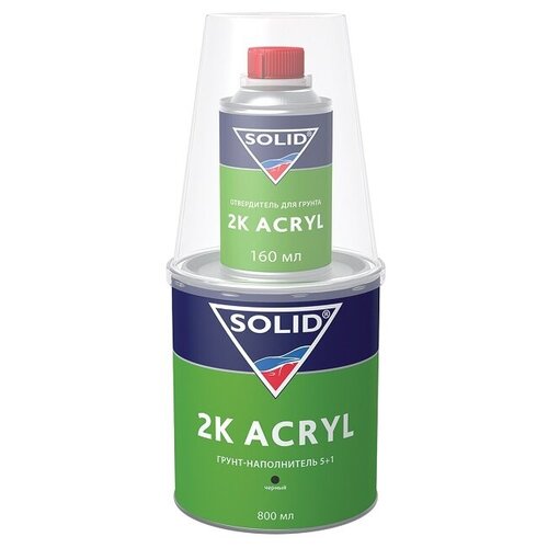 Грунт-наполнитель SOLID "2K ACRYL 5+1", акриловый, универсальный, серый, банка 800 мл. и отвердитель 160 мл.
