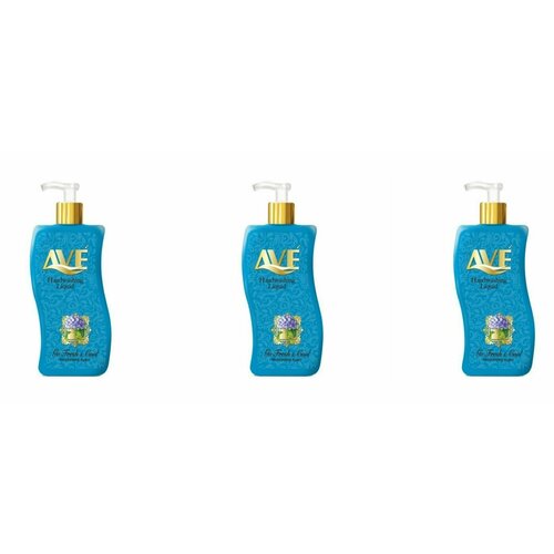 AVE Жидкое мыло Голубое, Океанский бриз, с ароматом свежесть и прохлады, 500 мл, 3 штуки