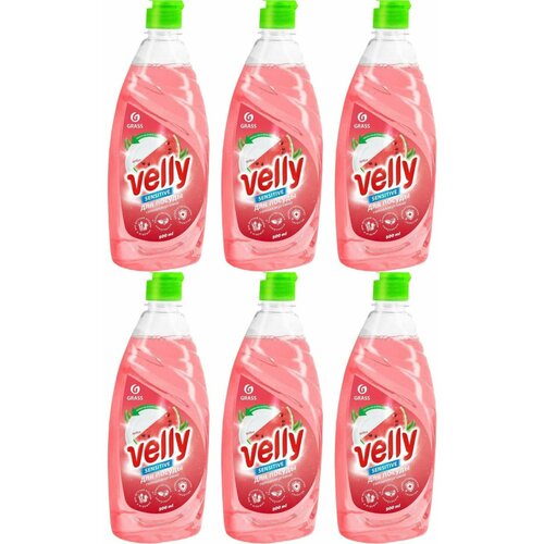 Grass Средство для мытья посуды Velly Sensitive Арбуз, 500 мл, 6 шт