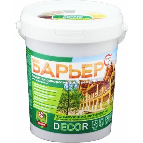 Защитно-декоративный антисептик барьер DECOR тик, ведро 0,9 кг 4665296511423