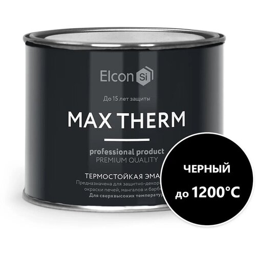 Эмаль термостойкая Elcon Max Therm, до +1200 °С, 0,4 кг, черная