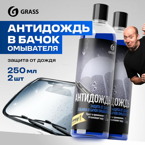 Средство для стекол и зеркал Grass Антидождь в бачок 2 шт. по 250 мл.