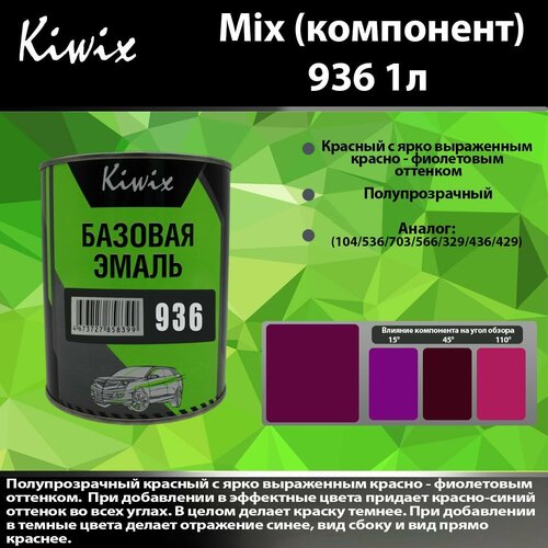Компонент микс 936 Kiwix mix 1л Красный полупрозрачный фиолетовый с синим