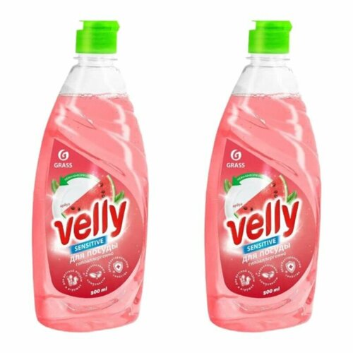 Grass Средство для мытья посуды, Velly Sensitive, Арбуз, 500 мл, 2 шт