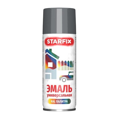 Краска-эмаль аэроз. универсальная черный глянец STARFIX 520мл (9017) (Транспортный черный, глянцевая) (SM-103045-1)
