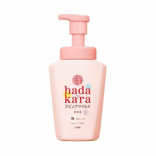 LION Бархатное увлажняющее мыло-пенка для тела "Hadakara" с нежным ароматом мыла (для чувствительной кожи) 550 мл, флакон