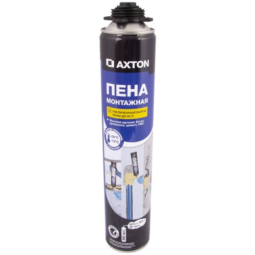 AXTON Пена монтажная пистолетная Axton всесезонная 860 мл