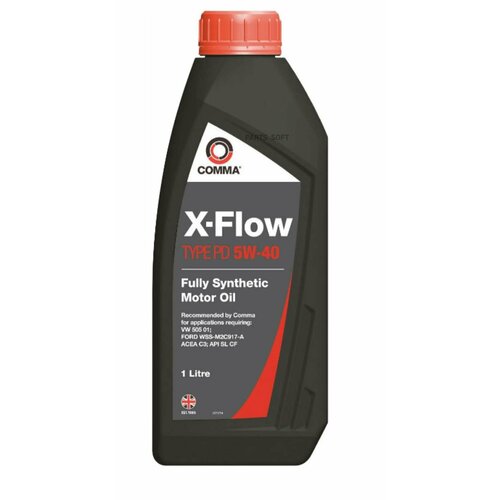 COMMA 5W40 X-FLOW TYPE PD (1L)_масло моторное! синт.\ ACEA C3, API SL/CF, VW 505.01, FORD 917-A COMMA XFPD1L | цена за 1 шт