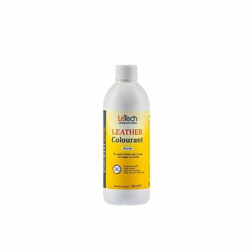 Краска для кожи, для кожи автомобиля, для обуви, для одежды, желтый, LeTech (Leather Colourant) Yellow 500 ml