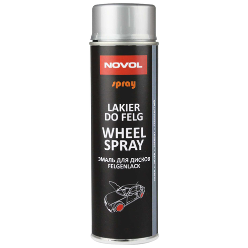 Лак акриловый для дисков Novol, WHEEL SPRAY SILVER, серебряная, 500 мл 34102