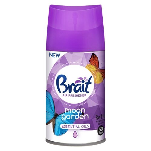 Сменный баллон к автоматическому распылителю освежителя воздуха BRAIT Moon Garden (250 мл), совместим с AirWick, аромат Цветочный