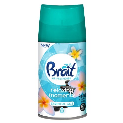 Сменный баллон к автоматическому распылителю освежителя воздуха BRAIT Relaxing Moments (250 мл), совместим с AirWick, аромат Цветочный