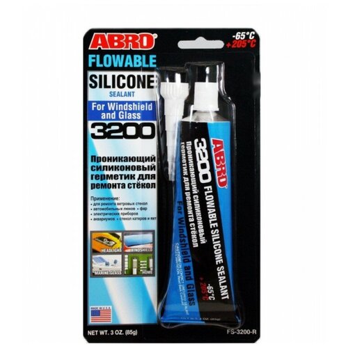 Герметик Abro 3200 Flowable Silicone Sealant проникающий силиконовый для ремонта стекол 85 г
