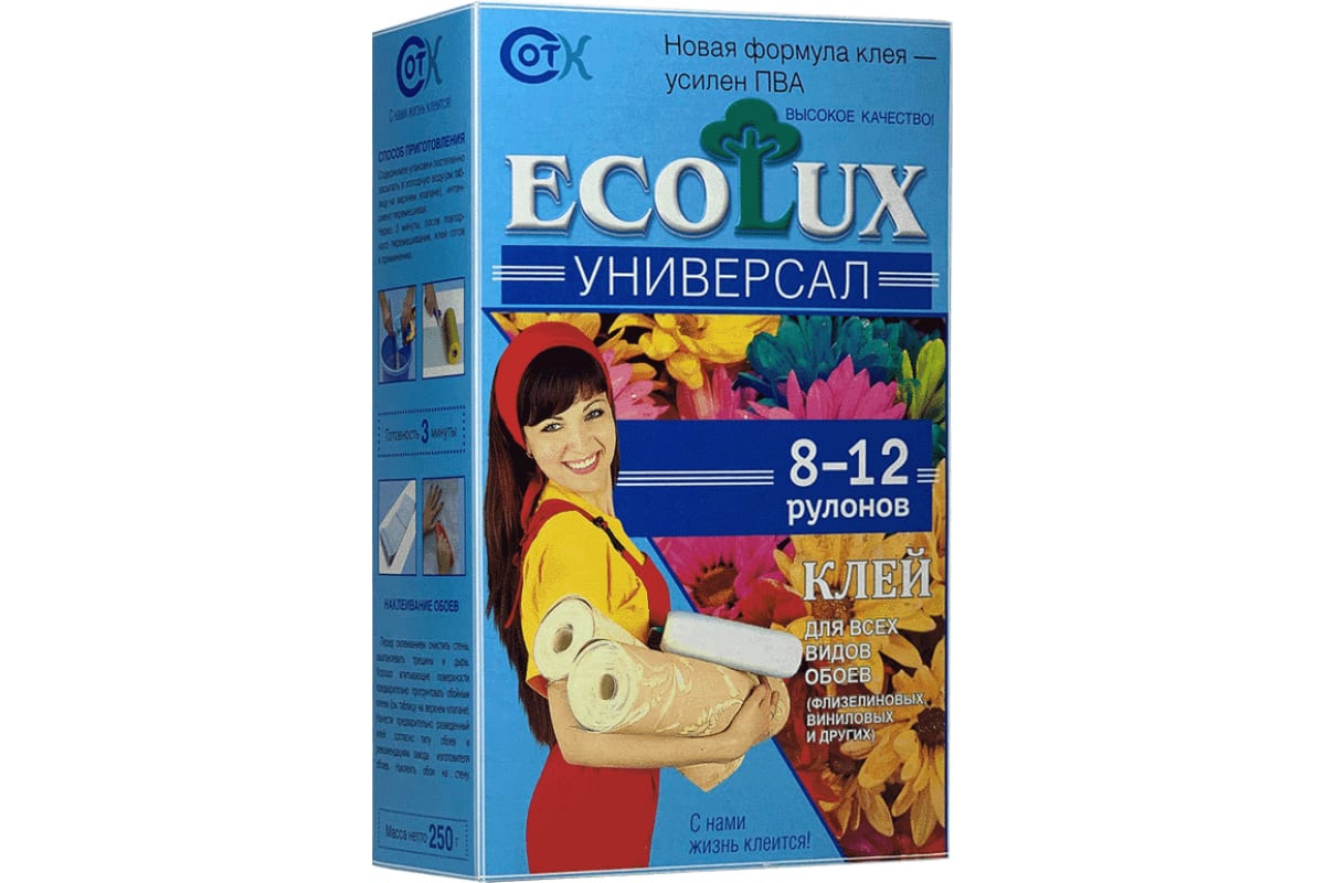 Клей обойный ECOLUX, универсальный, 250 г