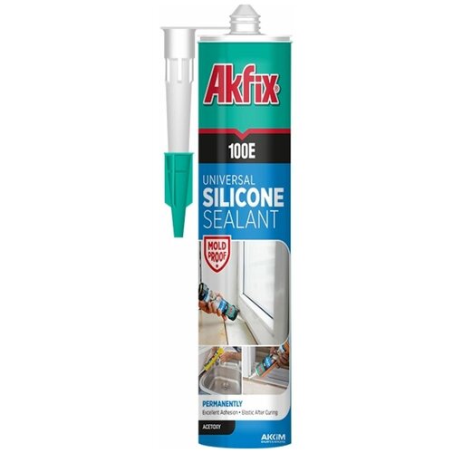 Akfix Универсальный силиконовый герметик 100E, бежевый, 280 мл SA045 .