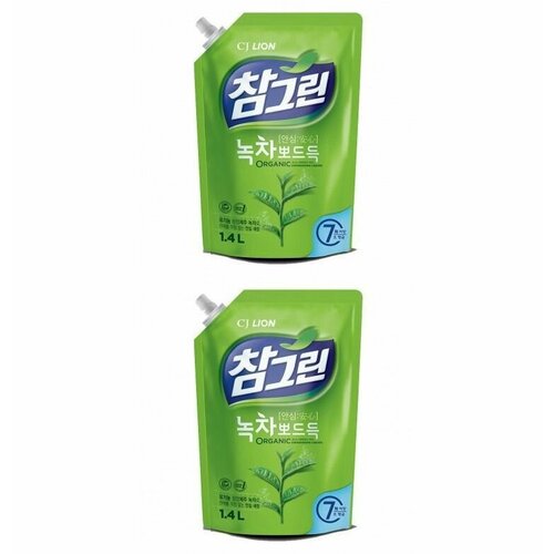 LION Средство для мытья посуды, овощей и фруктов Chamgreen Green Tea 1.4мл сменный блок - 2 штуки