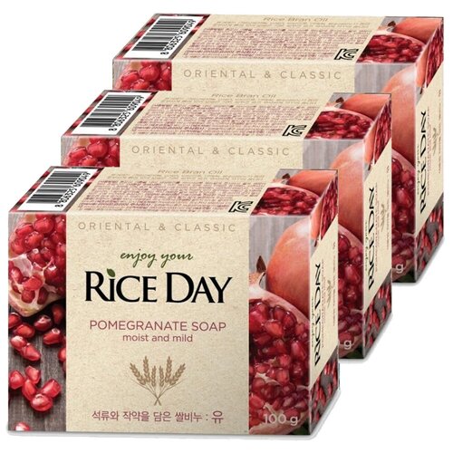 LION "RiceDay" Мыло туалетное с экстрактом Граната и Пиона, 100 гр. х 3 шт.