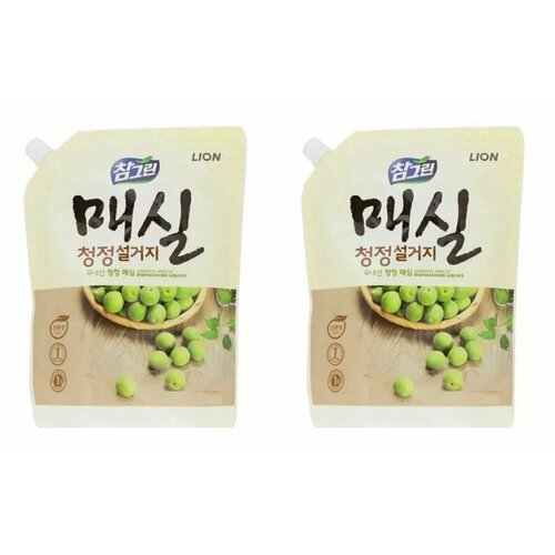 LION Средство для мытья посуды, овощей и фруктов Chamgreen Plum 1.2л сменный блок - 2 штуки