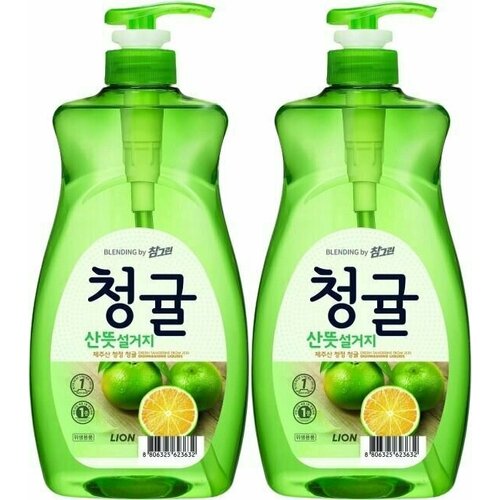 LION Средство для мытья посуды, овощей и фруктов BLENDING by Chamgreen Unripe Green Tangerine 300г - 2 штуки