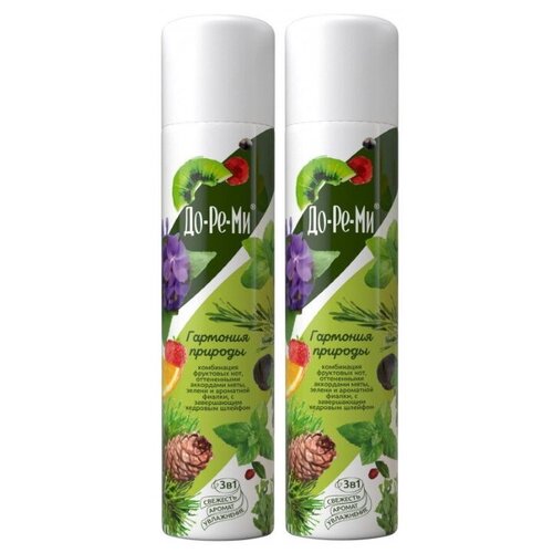 Освежитель воздуха аэрозольный ДО-РЕ-МИ Аква Плюс - Гармония природы 3 в 1, 350 мл х 2 штуки